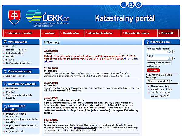 Katastrálny portál na evidenciu nehnuteľností